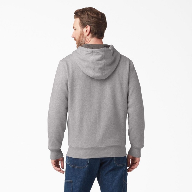 Grey Dickies Thermal Lined Full-Zip Fleece Men's Hoodie | 651-TDVMHS