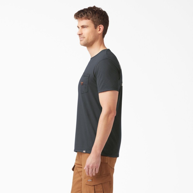 Grey Dickies Traeger x Pocket Men's T-Shirt | 528-KXJAZM