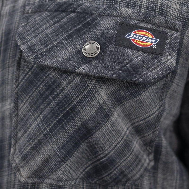 Grey Dickies Water Repellent Fleece-Lined Flannel Shirt Men's Jacket | 204-AKPJEI