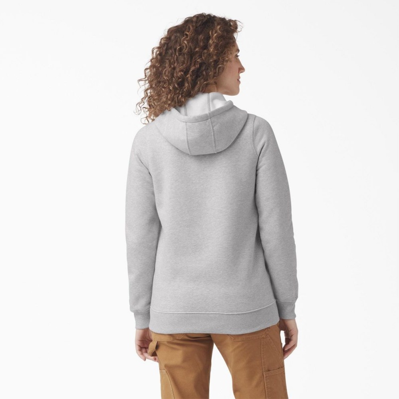 Grey Dickies Water Repellent Logo Women's Hoodie | 103-RQUWIT