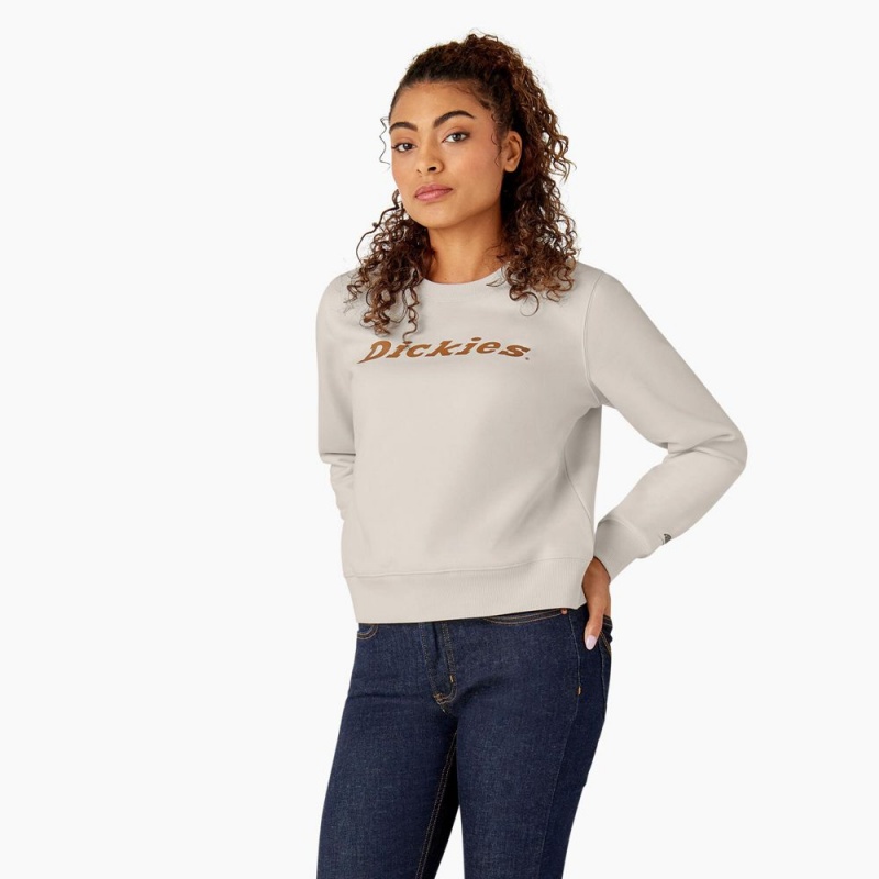 Grey Dickies Water Repellent Logo Women's Sweatshirt | 165-IGODJS