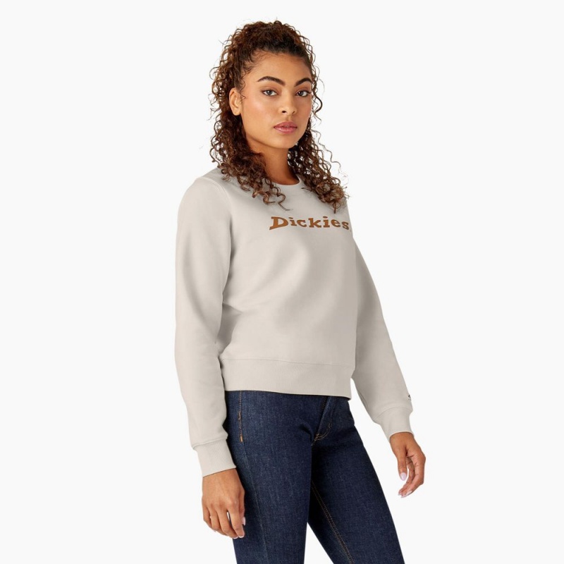 Grey Dickies Water Repellent Logo Women's Sweatshirt | 165-IGODJS