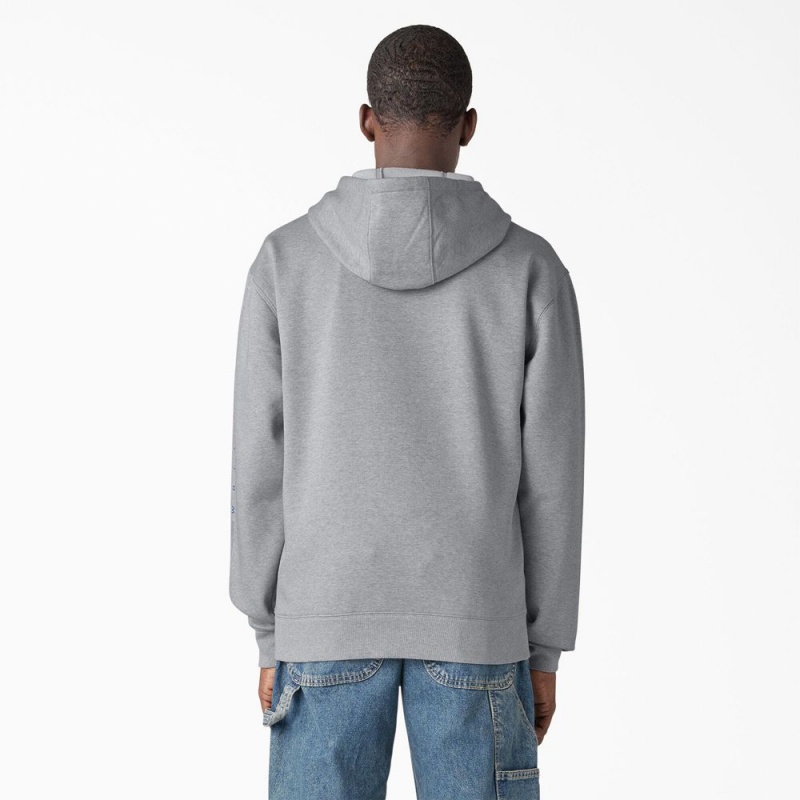 Grey Dickies Water Repellent Workwear Graphic Men's Hoodie | 678-AGSJDK