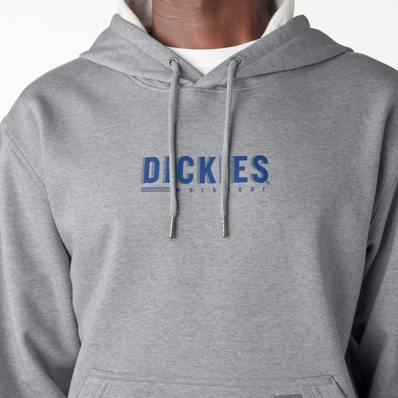 Grey Dickies Water Repellent Workwear Graphic Men's Hoodie | 678-AGSJDK