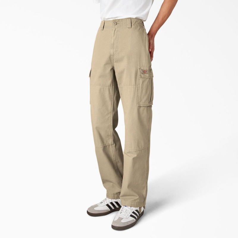 Khaki Dickies Double Knee Canvas Men's Cargo Pants | 934-TYEOWJ