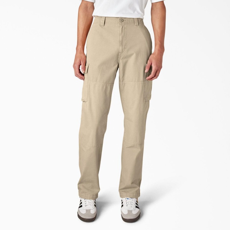 Khaki Dickies Double Knee Canvas Men\'s Cargo Pants | 934-TYEOWJ