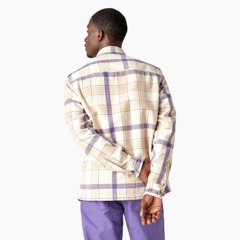 Khaki Dickies Nimmons Plaid Long Sleeve Men's Shirt | 482-GYNRWH