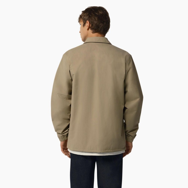 Khaki Dickies Oakport Coaches Men's Jacket | 503-LMOVWJ