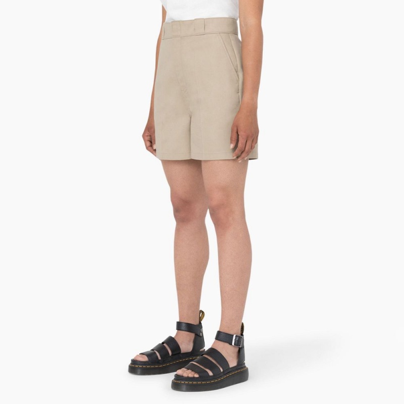 Khaki Dickies Phoenix Women's Shorts | 763-CABHEM