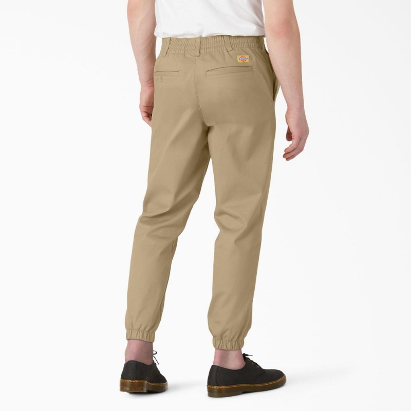 Khaki Dickies Regular Fit Cropped Jogger Men's Work Pants | 805-PBDZOS