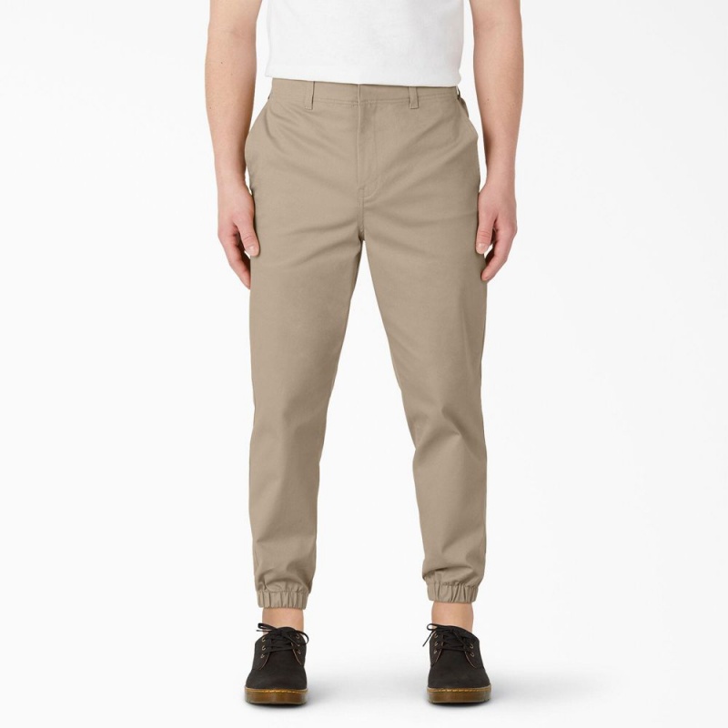 Khaki Dickies Regular Fit Cropped Jogger Men\'s Work Pants | 805-PBDZOS