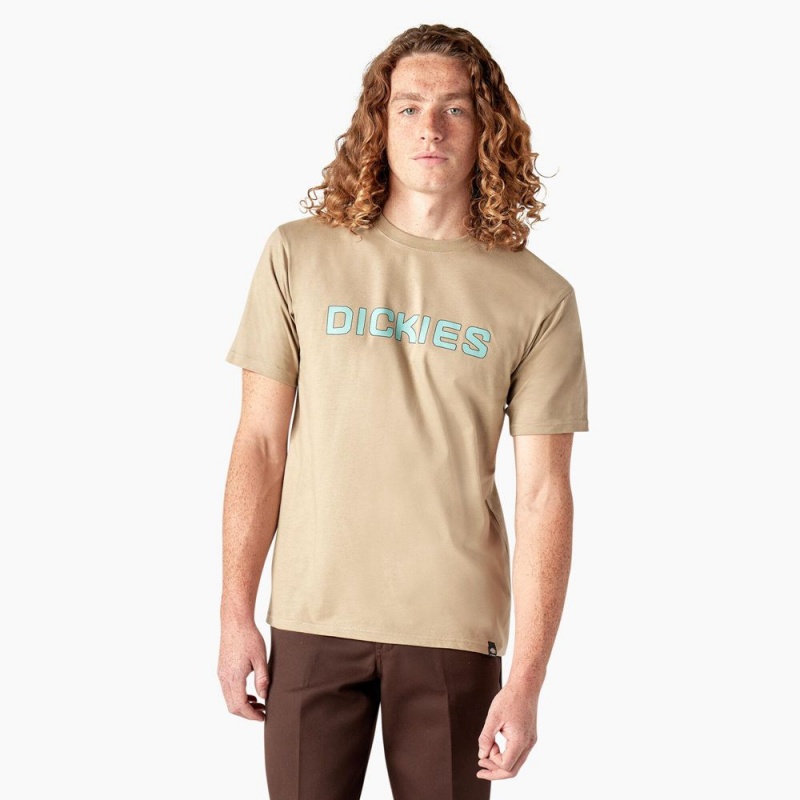 Khaki Dickies Skateboarding Logo Men\'s T-Shirt | 380-SVZWCY