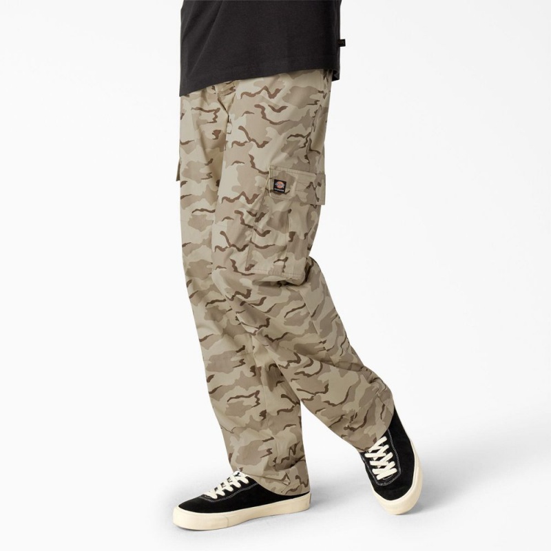 Khaki Dickies Skateboarding Loose Fit Camo Men's Cargo Pants | 897-YHWOCI