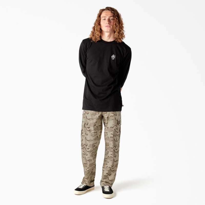 Khaki Dickies Skateboarding Loose Fit Camo Men's Cargo Pants | 897-YHWOCI