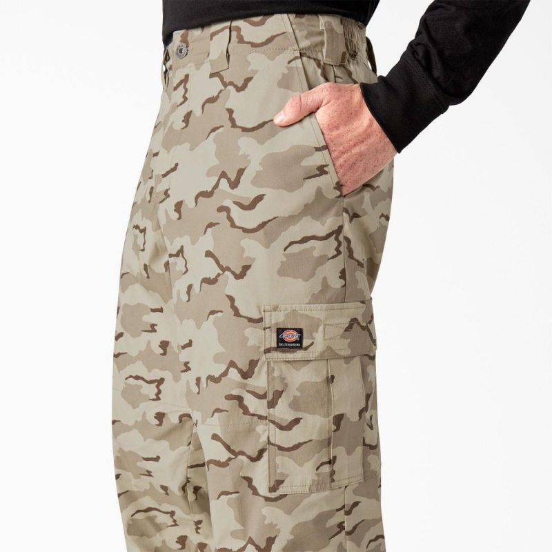 Khaki Dickies Skateboarding Loose Fit Camo Men's Cargo Pants | 897-YHWOCI