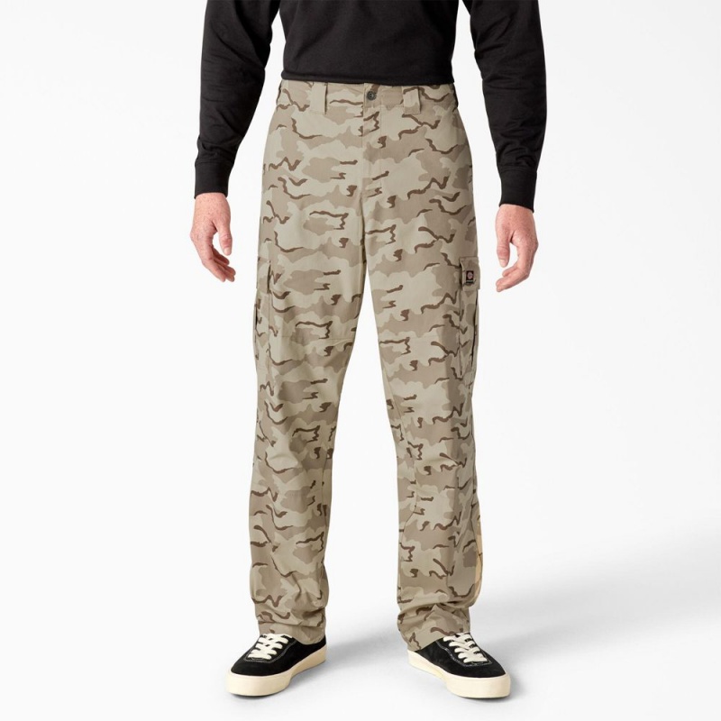 Khaki Dickies Skateboarding Loose Fit Camo Men\'s Cargo Pants | 897-YHWOCI