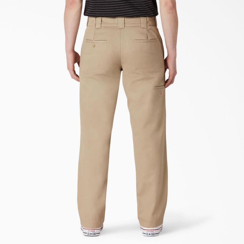 Khaki Dickies Slim Straight Fit Double Knee Men's Pants | 870-WMRIJA