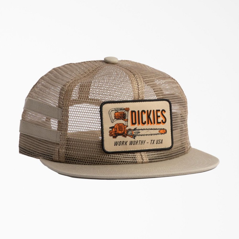 Khaki Dickies Work Worthy Mesh Trucker Men\'s Hat | 194-UOZCYR