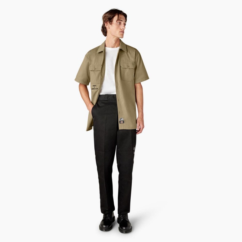 Khaki Dickies x Lurking Class Good Times Men's Work Shirts | 193-WJKAHN