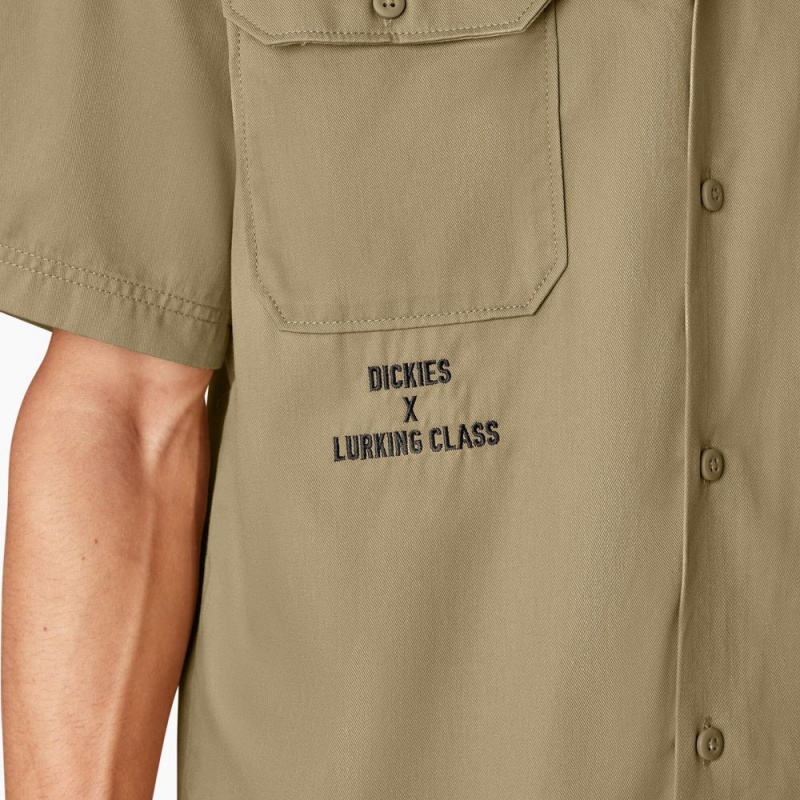 Khaki Dickies x Lurking Class Good Times Men's Work Shirts | 193-WJKAHN