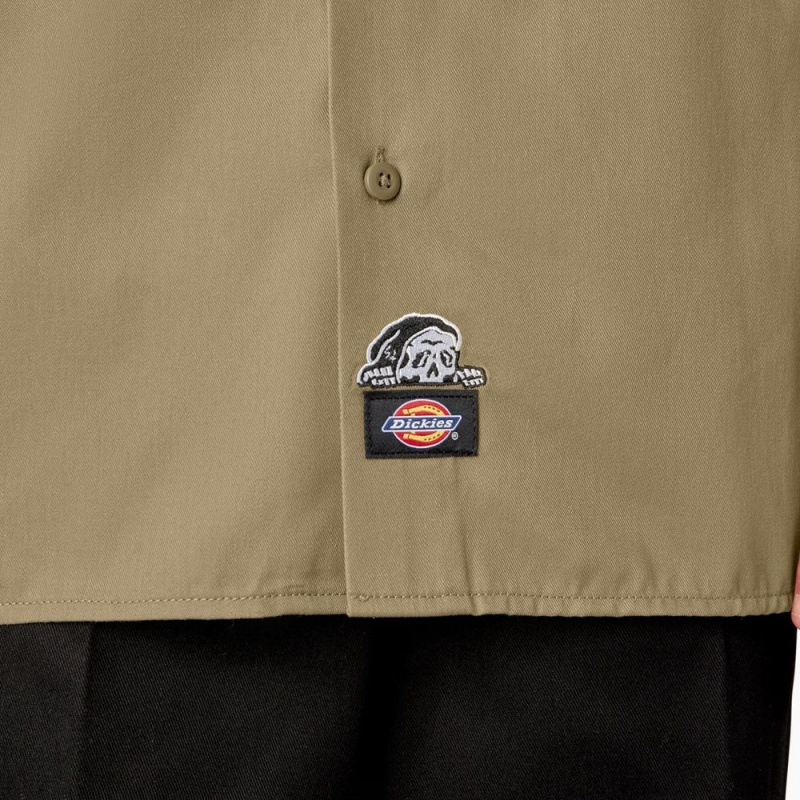 Khaki Dickies x Lurking Class Good Times Men's Work Shirts | 193-WJKAHN