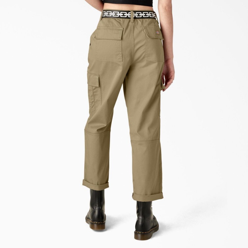 Khaki Dickies x Lurking Class Relaxed Fit Cropped Women's Cargo Pants | 025-SQUOIW