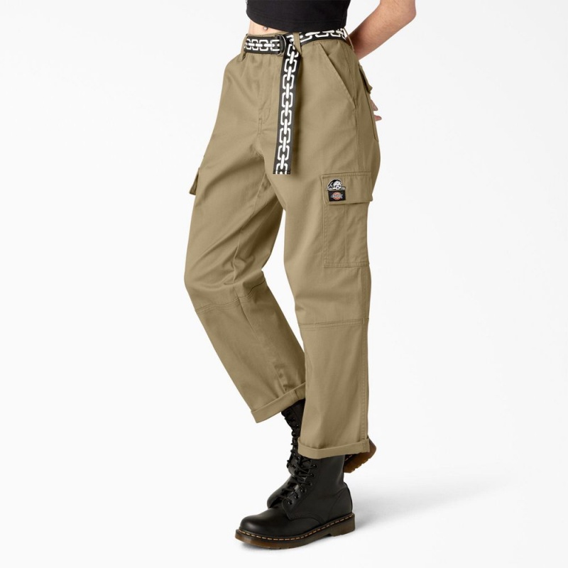 Khaki Dickies x Lurking Class Relaxed Fit Cropped Women's Cargo Pants | 025-SQUOIW