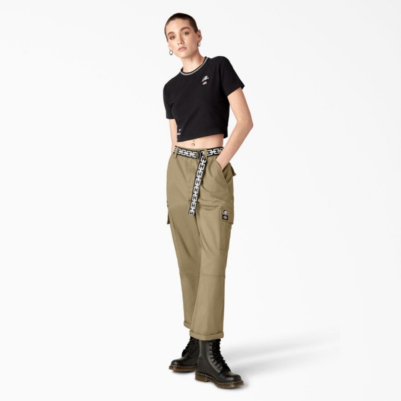 Khaki Dickies x Lurking Class Relaxed Fit Cropped Women's Cargo Pants | 025-SQUOIW