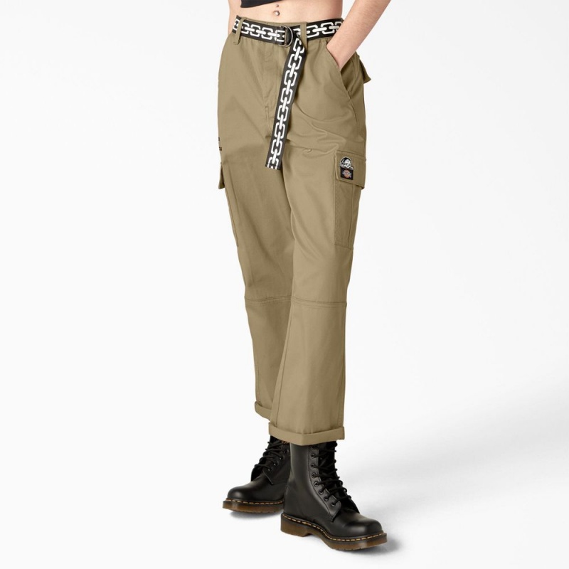 Khaki Dickies x Lurking Class Relaxed Fit Cropped Women\'s Cargo Pants | 025-SQUOIW