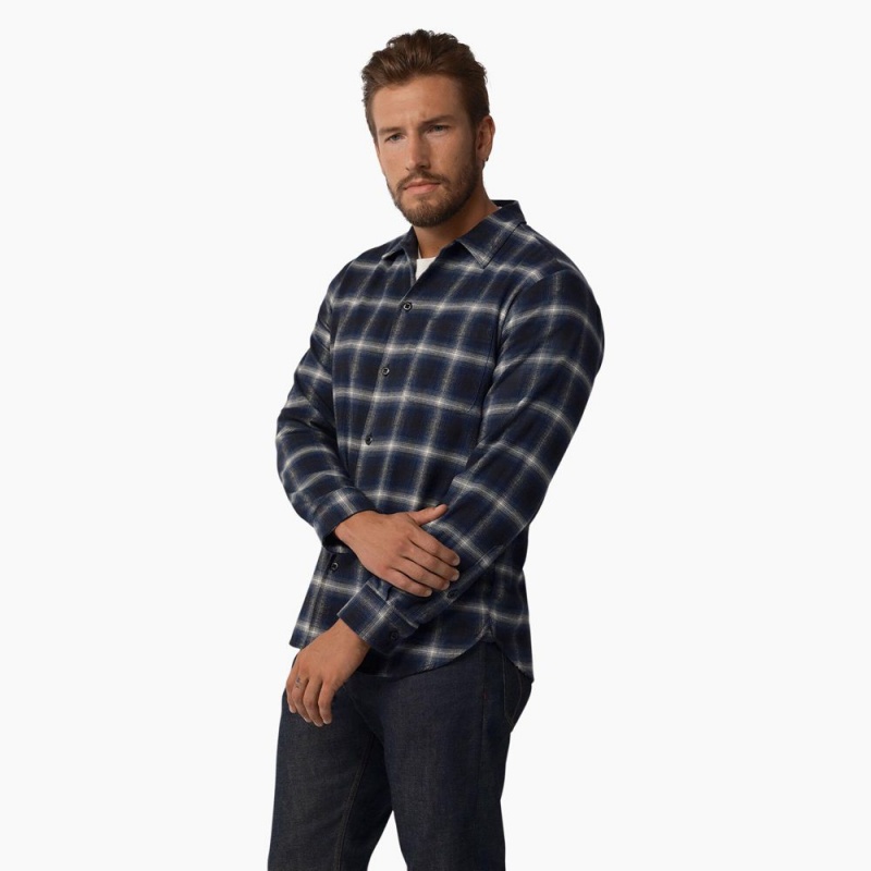 Navy Dickies 1922 Long Sleeve Men's Shirt | 178-DYFTXG