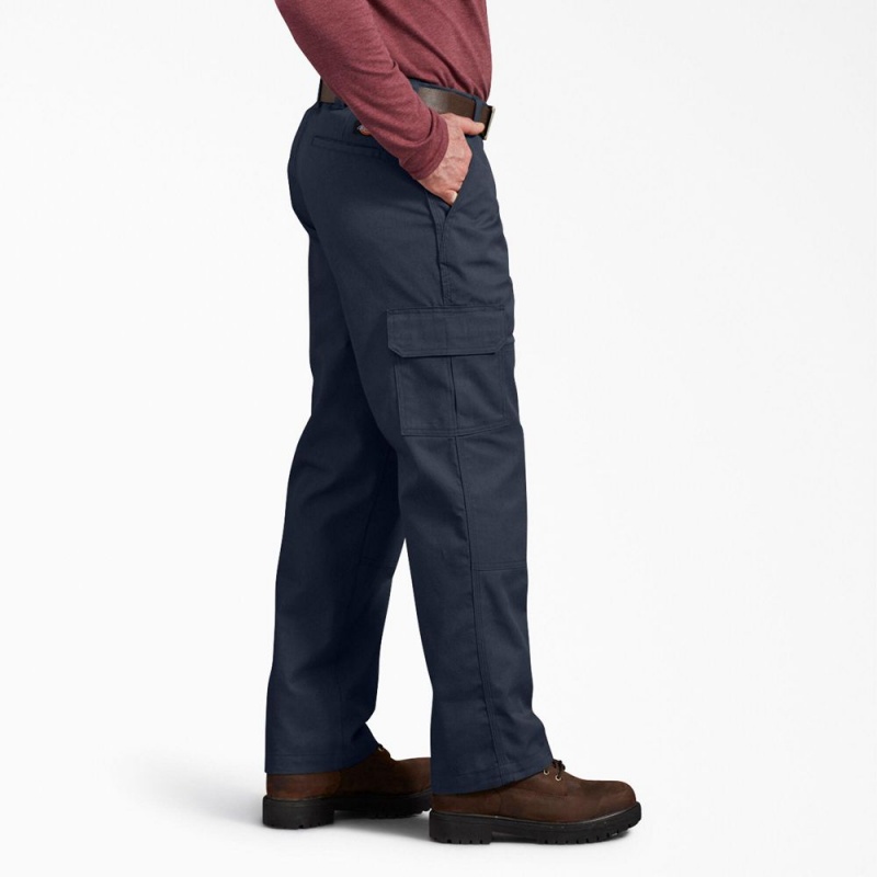 Navy Dickies Active Waist Regular Fit Men's Cargo Pants | 456-GDSAPY