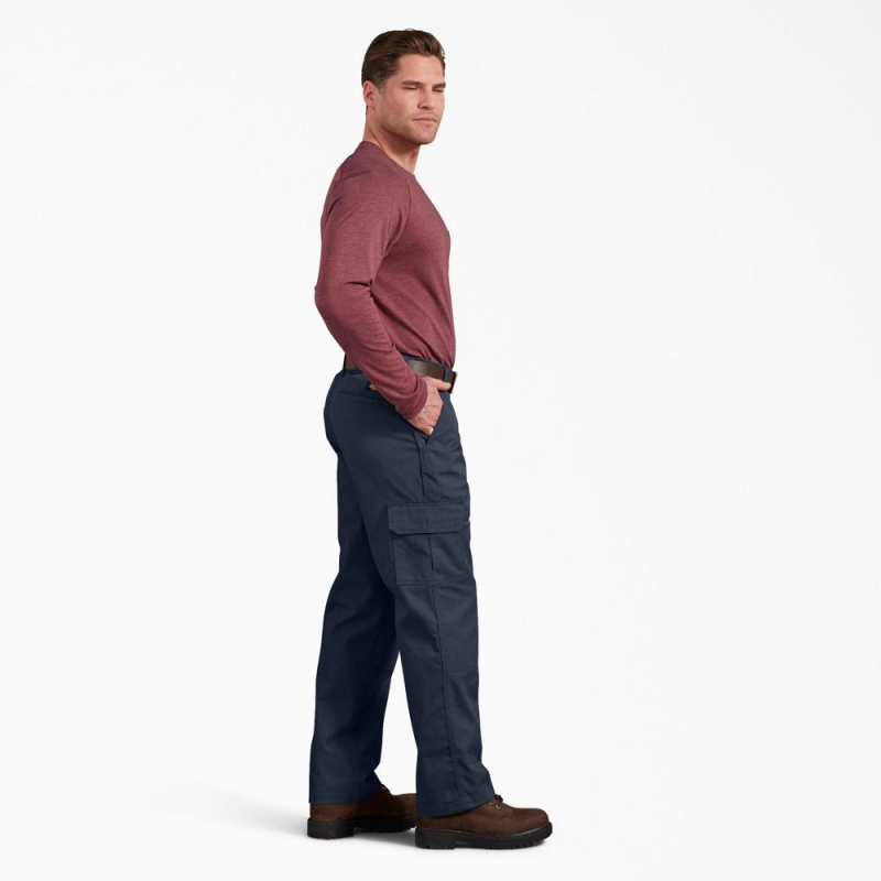 Navy Dickies Active Waist Regular Fit Men's Cargo Pants | 456-GDSAPY