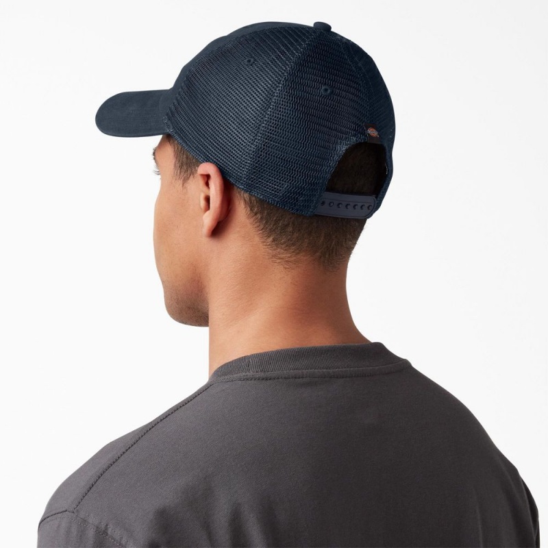 Navy Dickies Canvas Trucker Men's Hat | 130-AZPMWY