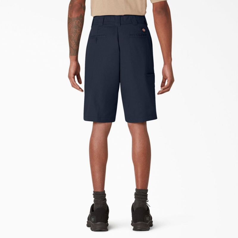 Navy Dickies Cooling Active Waist Men's Shorts | 489-IBMLTD