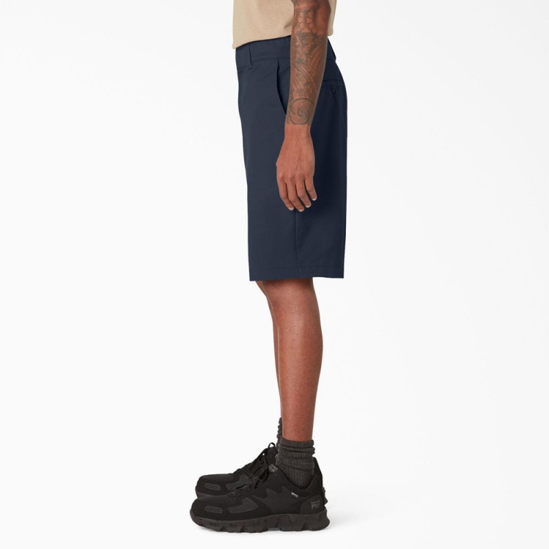 Navy Dickies Cooling Active Waist Men's Shorts | 489-IBMLTD