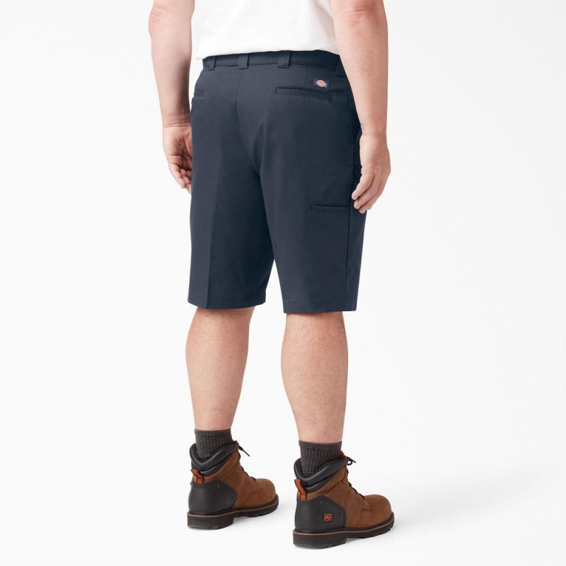 Navy Dickies Cooling Active Waist Men's Shorts | 489-IBMLTD