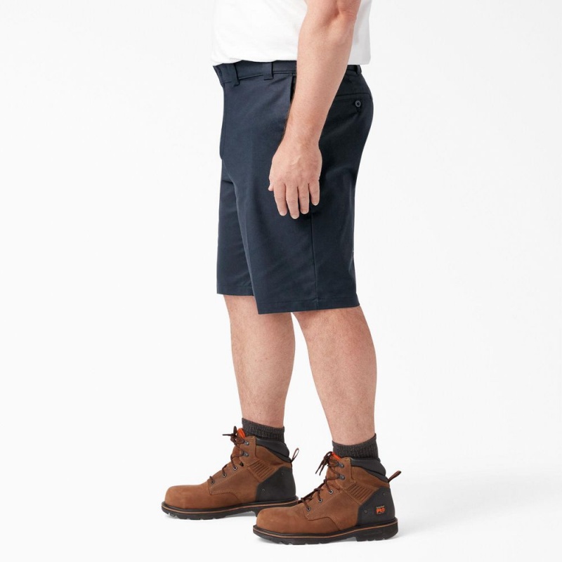 Navy Dickies Cooling Active Waist Men's Shorts | 489-IBMLTD