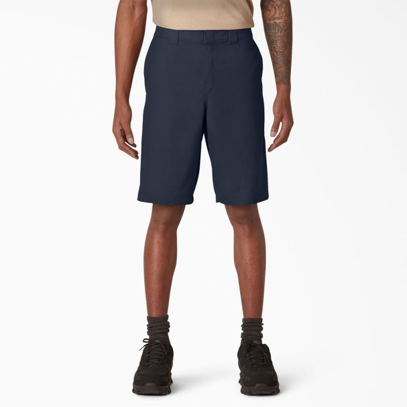 Navy Dickies Cooling Active Waist Men\'s Shorts | 489-IBMLTD