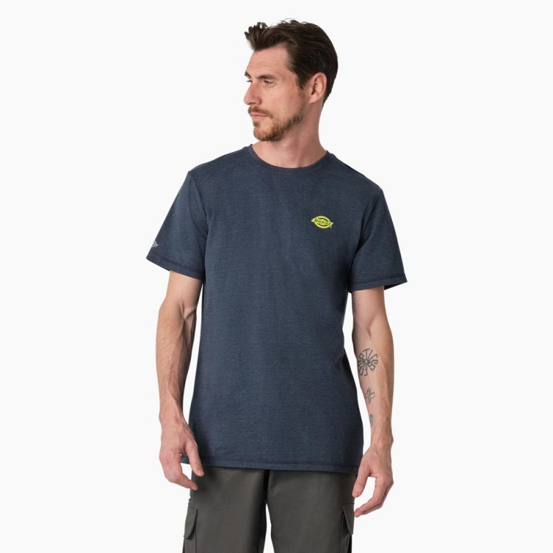 Navy Dickies Cooling Performance Graphic Men's T-Shirt | 731-EQAHZC