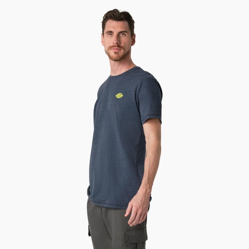 Navy Dickies Cooling Performance Graphic Men's T-Shirt | 731-EQAHZC