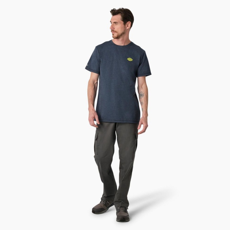 Navy Dickies Cooling Performance Graphic Men's T-Shirt | 731-EQAHZC