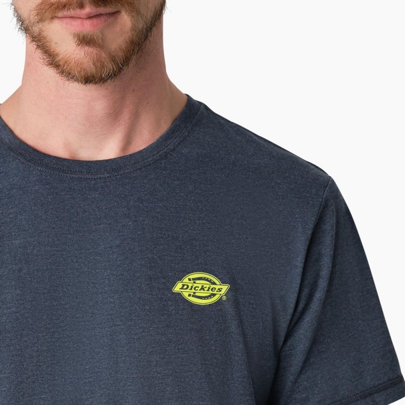 Navy Dickies Cooling Performance Graphic Men's T-Shirt | 731-EQAHZC