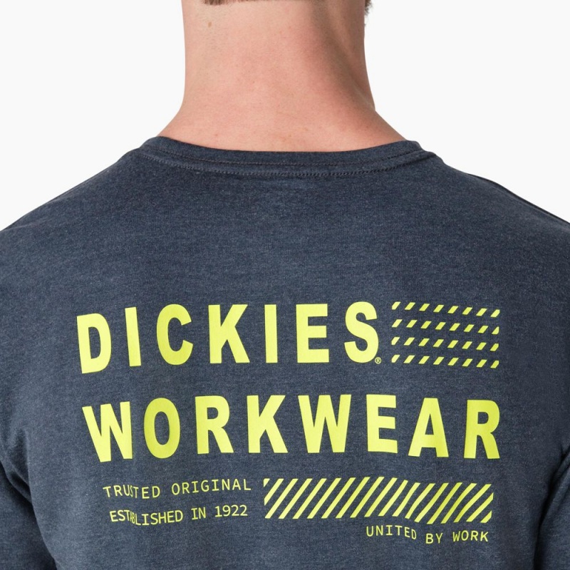 Navy Dickies Cooling Performance Graphic Men's T-Shirt | 731-EQAHZC