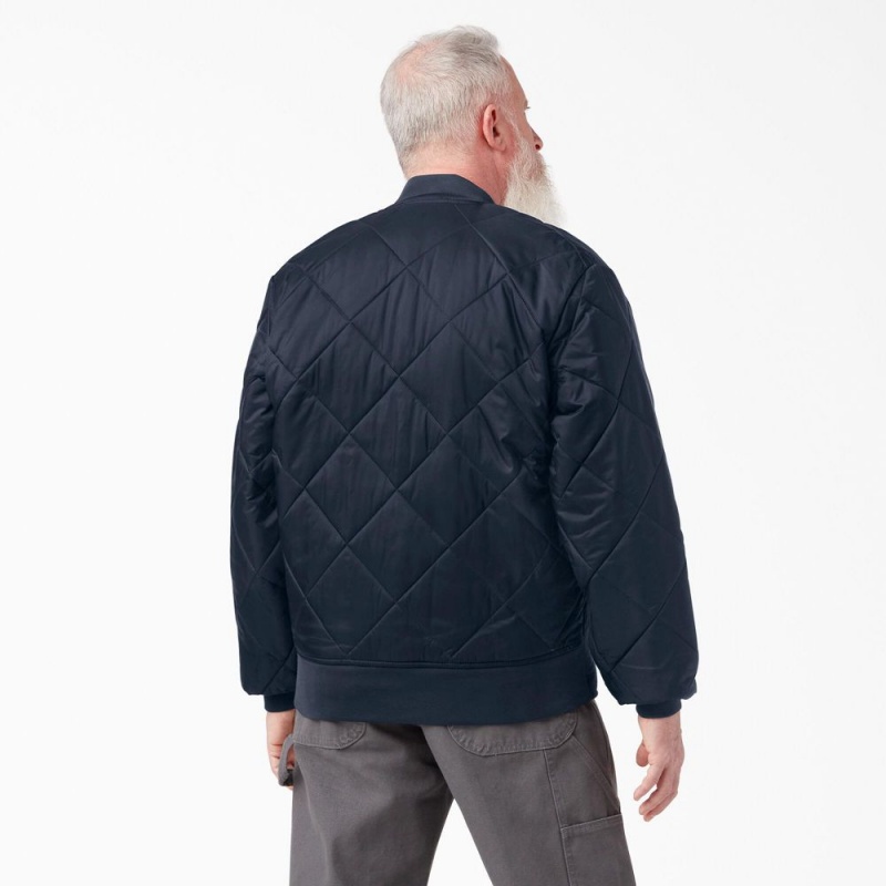 Navy Dickies Diamond Quilted Men's Jacket | 620-WYCGOD