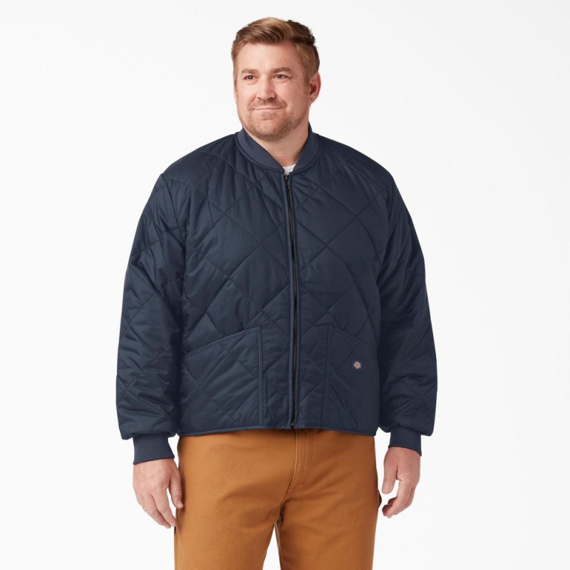 Navy Dickies Diamond Quilted Men's Jacket | 620-WYCGOD