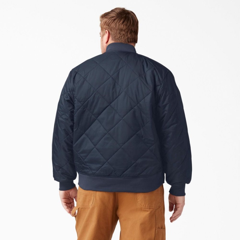 Navy Dickies Diamond Quilted Men's Jacket | 620-WYCGOD