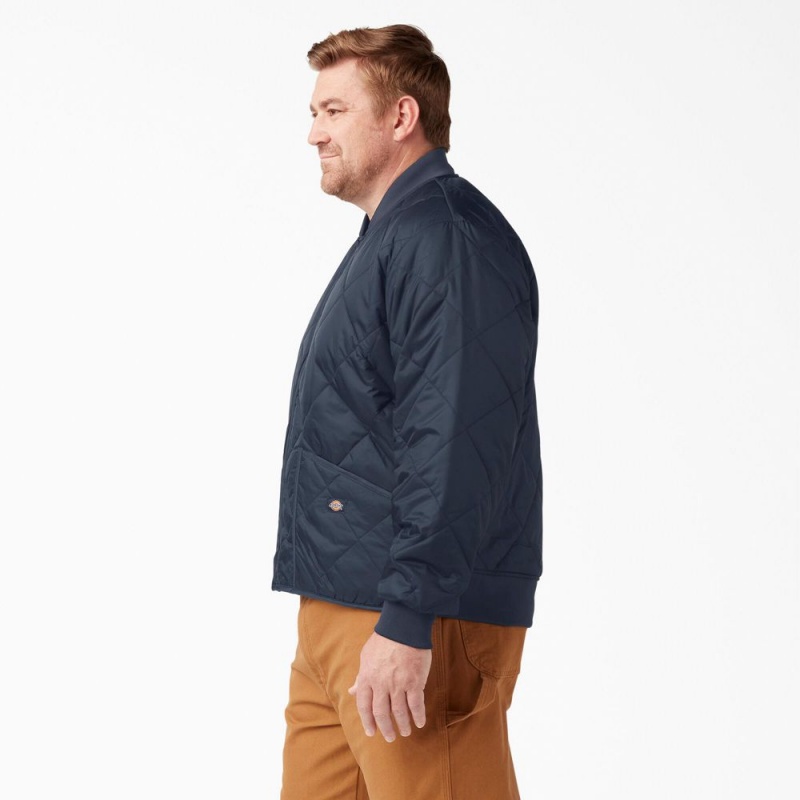 Navy Dickies Diamond Quilted Men's Jacket | 620-WYCGOD