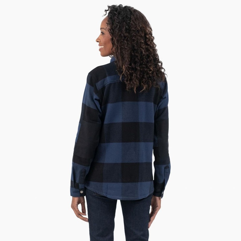 Navy Dickies DuraTech Renegade Flannel Women's Shirt | 168-KWEUGA