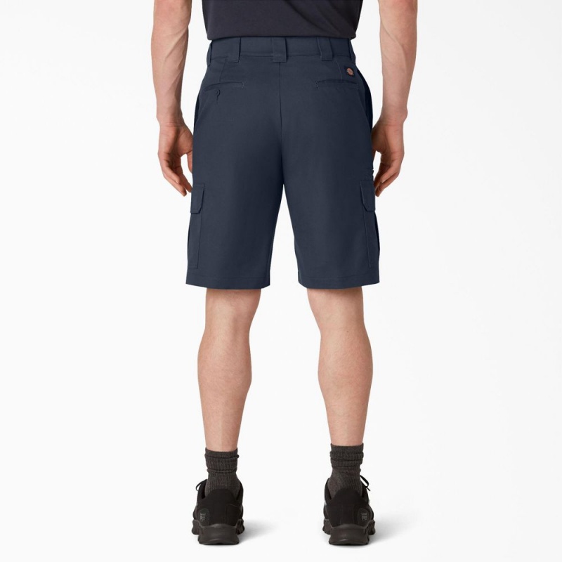 Navy Dickies FLEX Cooling Active Waist Regular Fit Cargo Men's Shorts | 325-BNKRSL