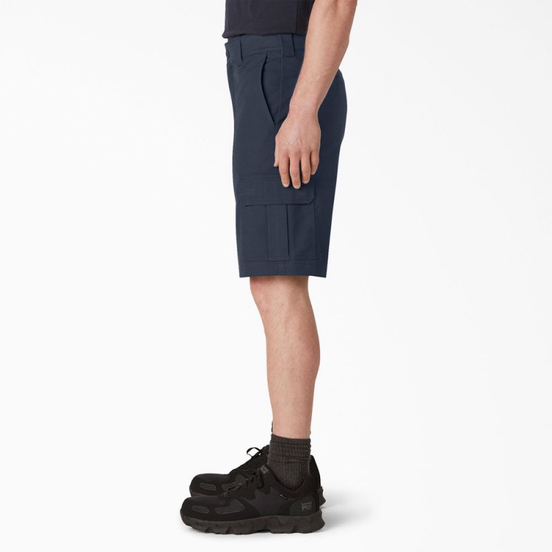 Navy Dickies FLEX Cooling Active Waist Regular Fit Cargo Men's Shorts | 325-BNKRSL